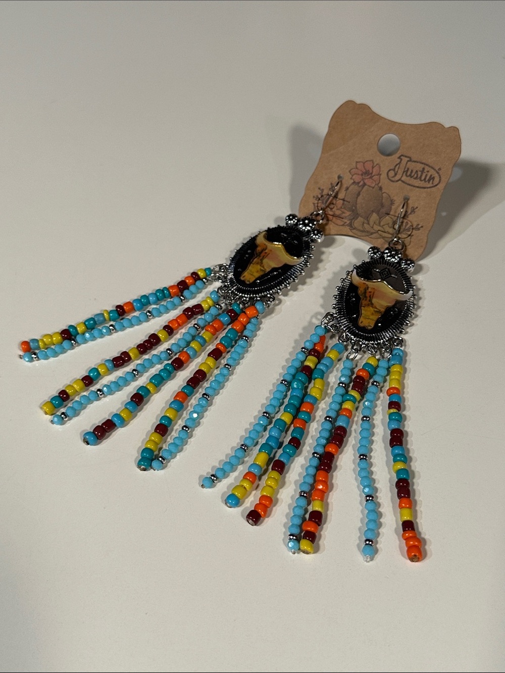 Justin Boots Multicolor Beaded Fringe Earrings